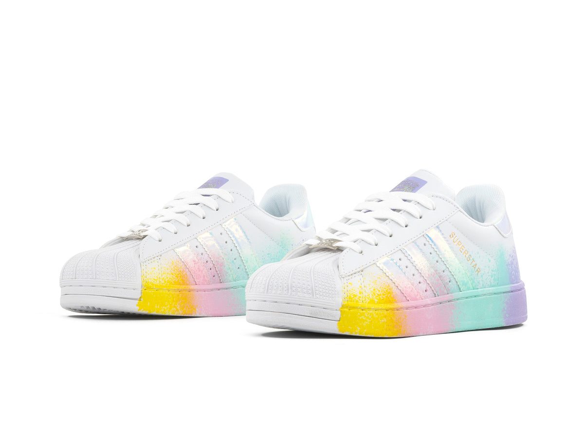 Paq 6 Pares Tenis Concha Blanco Lila Jaspeado 23/26.5