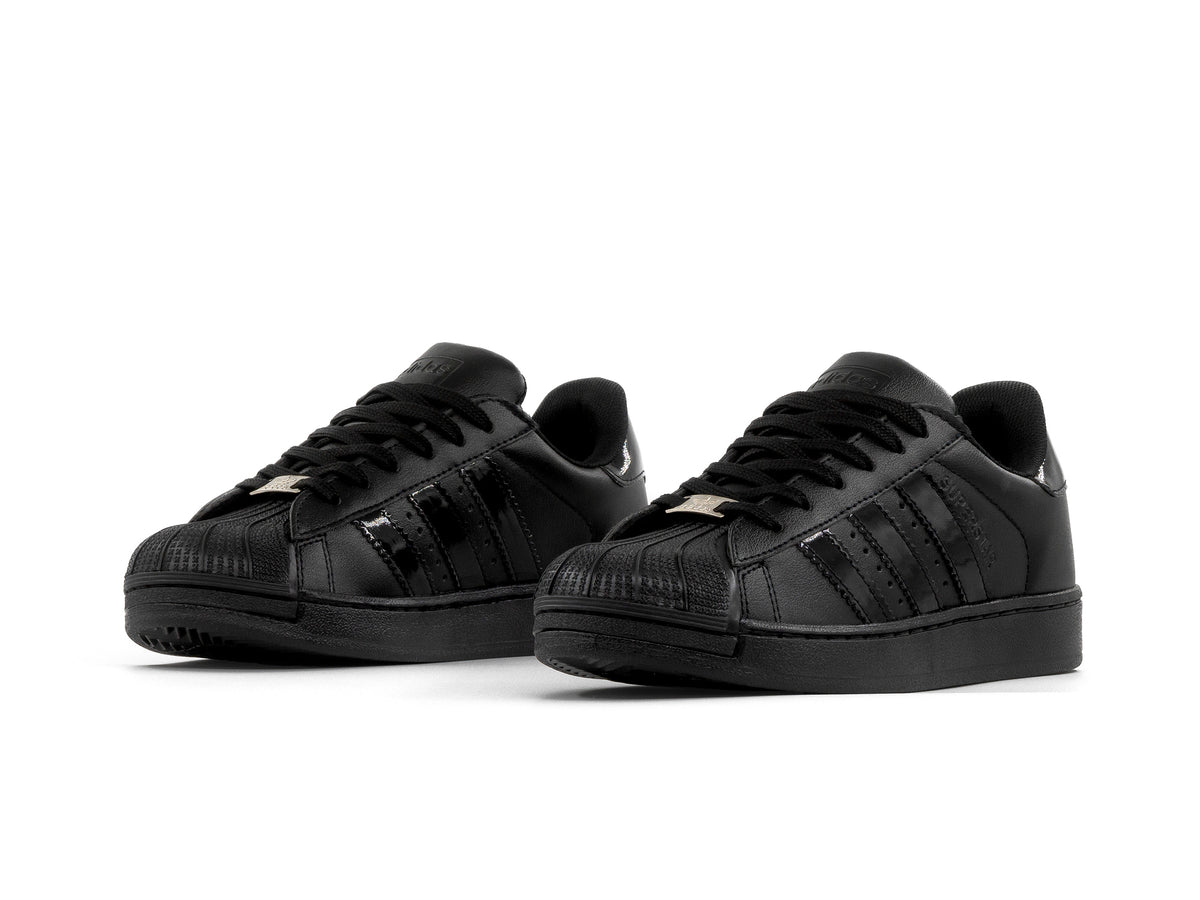 Paq 6 Pares Tenis Concha Negro Charol 22/25.5