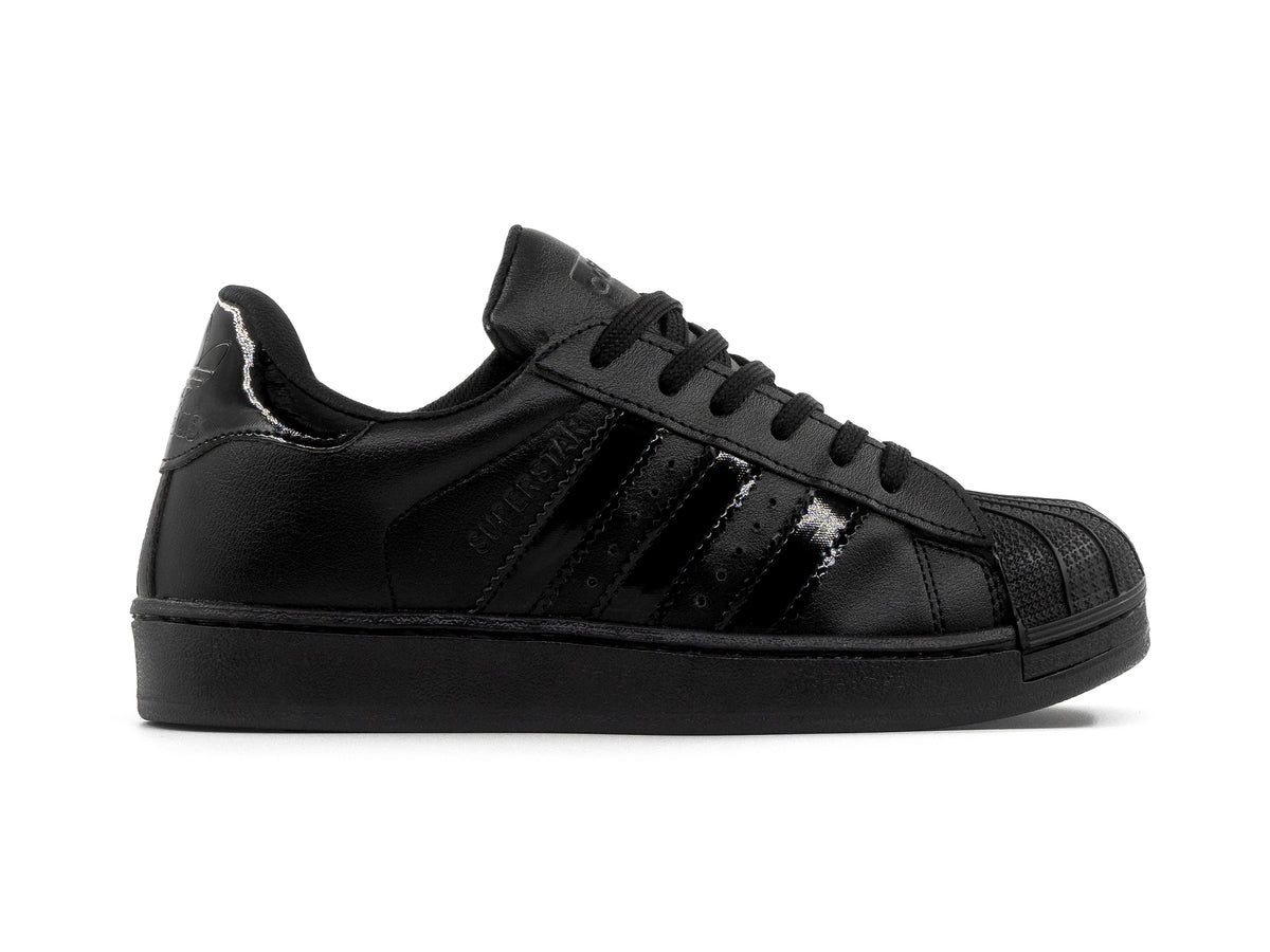 Paq 6 Pares Tenis Concha Negro Charol 22/25.5