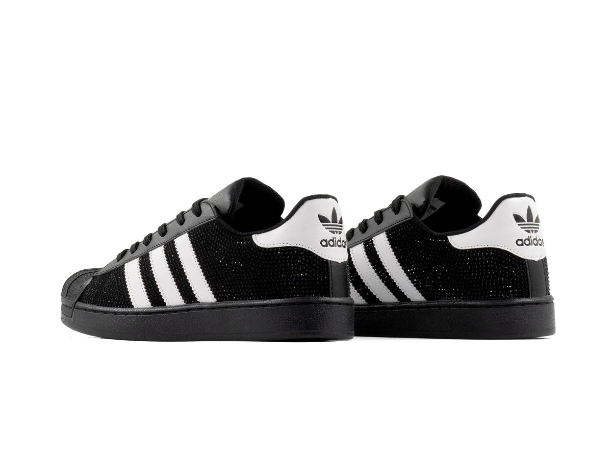 Paq 6 Pares Tenis Concha Rhinestone Negro Blanco 22/25.5