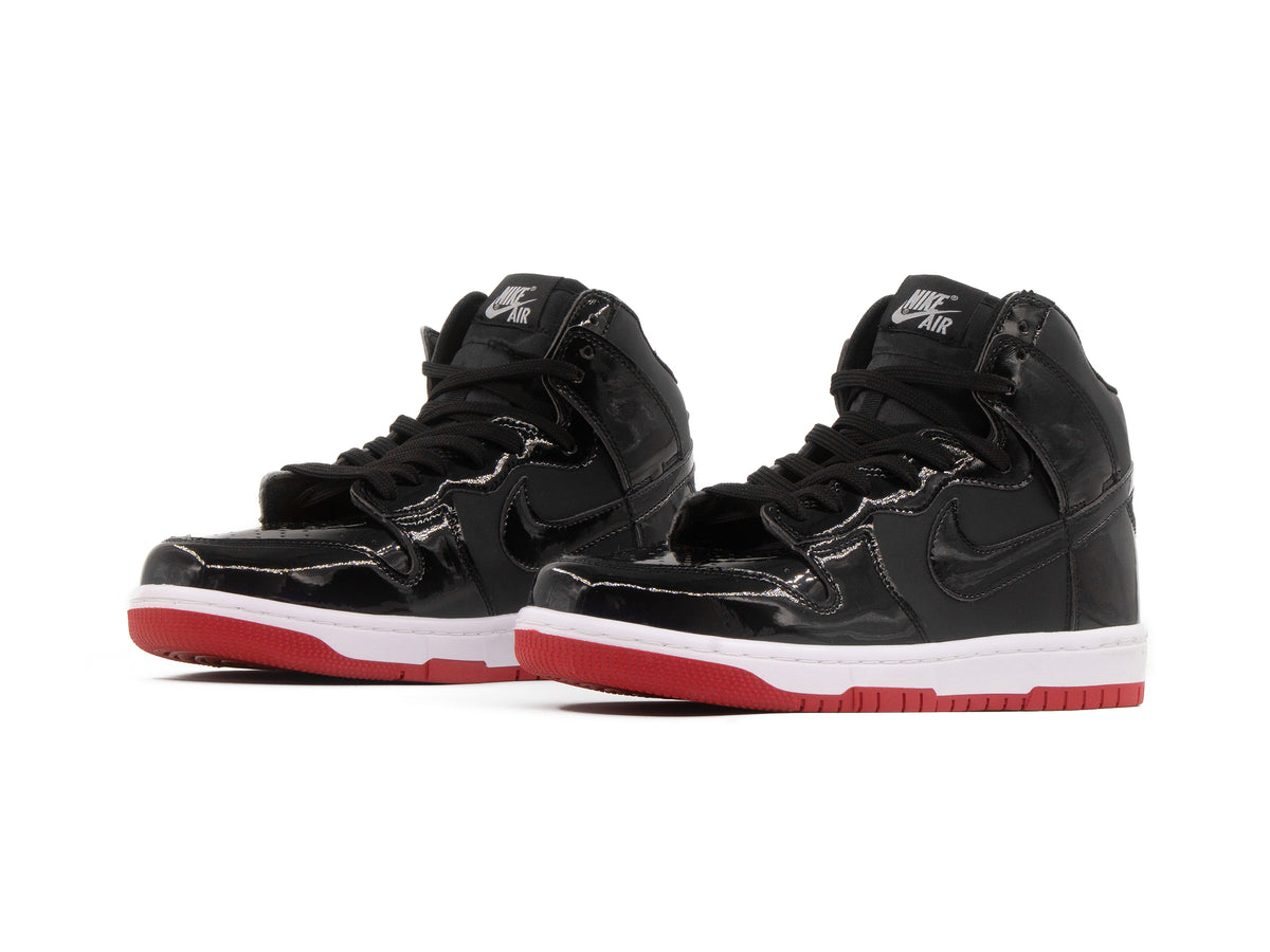 Tenis Dunk Bota Charol Negro Suela Roja