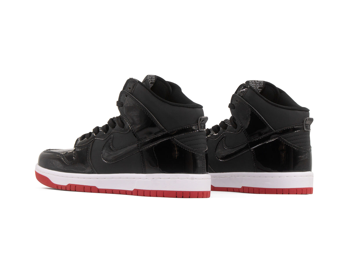 Tenis Dunk Bota Charol Negro Suela Roja