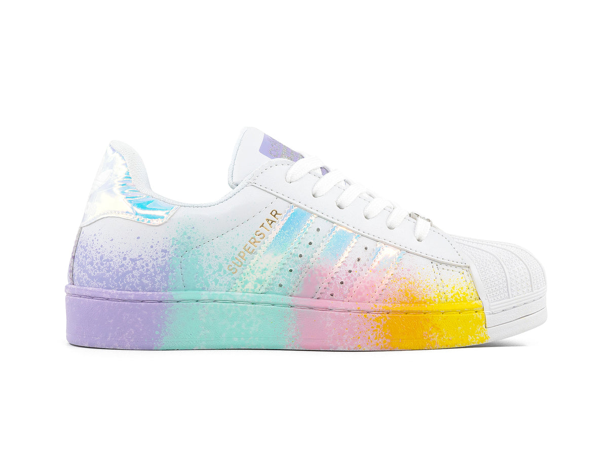 Paq 6 Pares Tenis Concha Blanco Lila Jaspeado 23/26.5