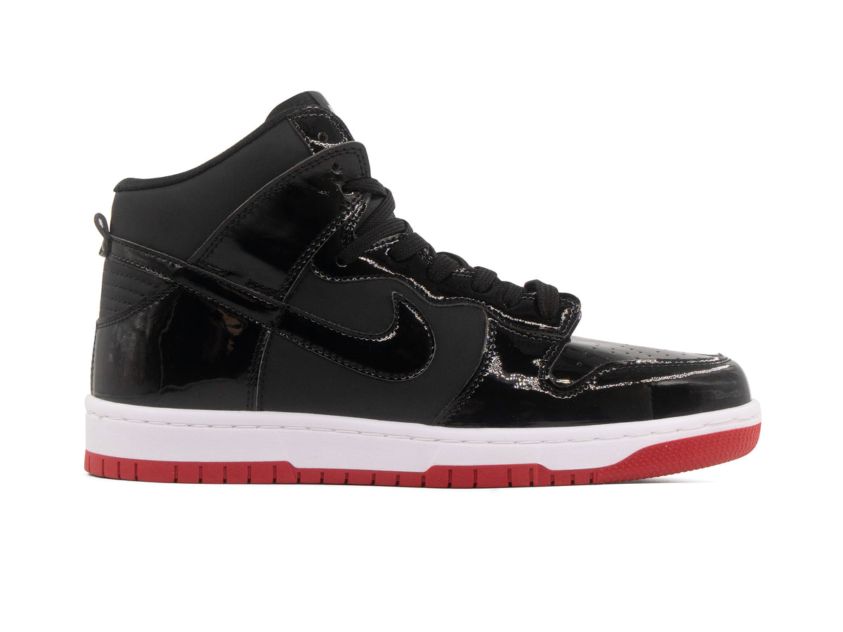 Tenis Dunk Bota Charol Negro Suela Roja