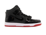 Tenis Dunk Bota Charol Negro Suela Roja