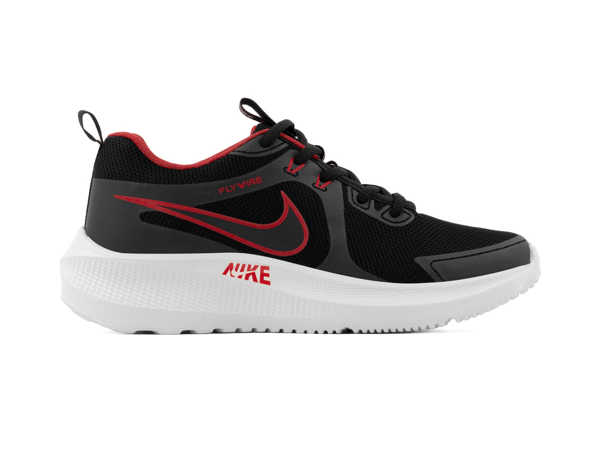 Tenis Flywire Negro Rojo