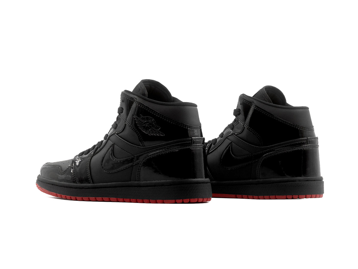 Tenis Retro 1 Charol Negro Suela Rojo