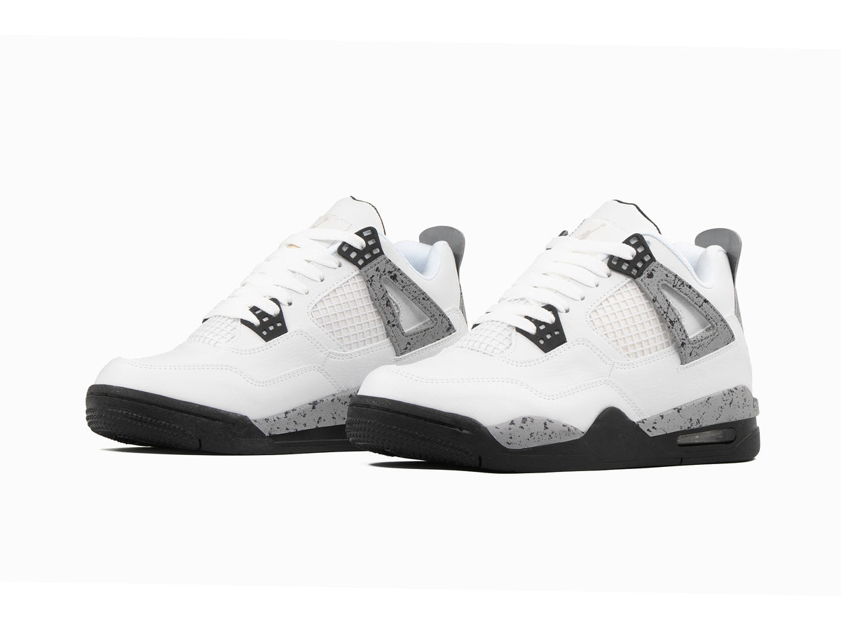 Tenis Retro 4 Blanco Negro Jaspeado