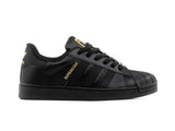 Paq 6 Pares Tenis Concha Negro Oro 25/28.5